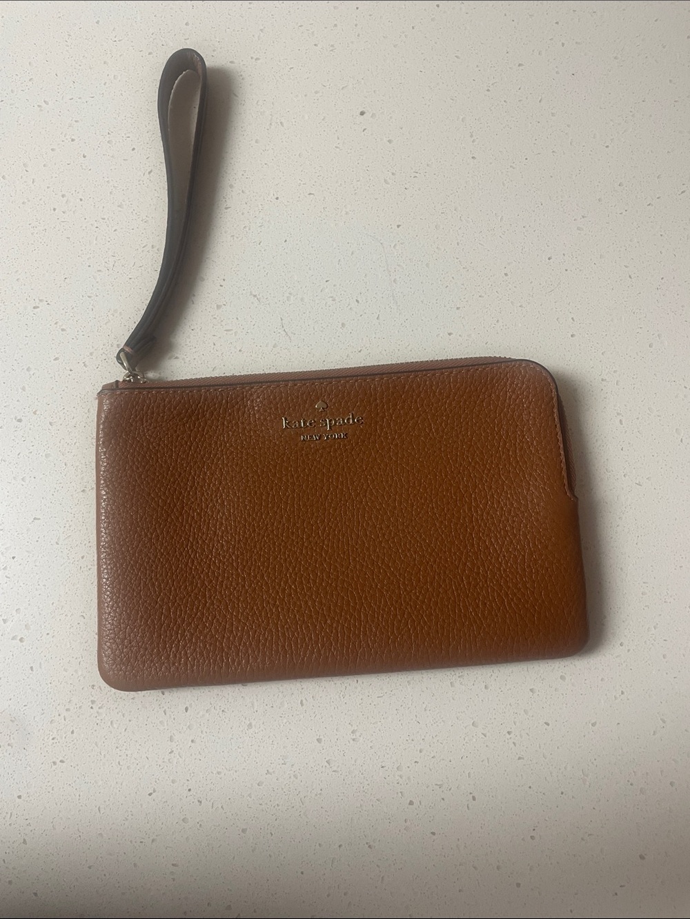 kate spade Brown Pebbled Leather Wristlet Clutch